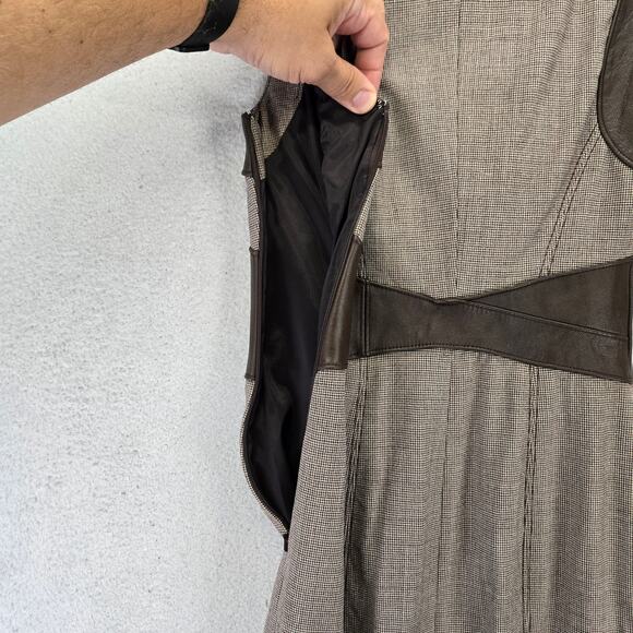 Bebe Corset Midi Dress Womens 0 Bustier Tweed Career Wool Leather Cottage Y2K - Picture 8 of 12